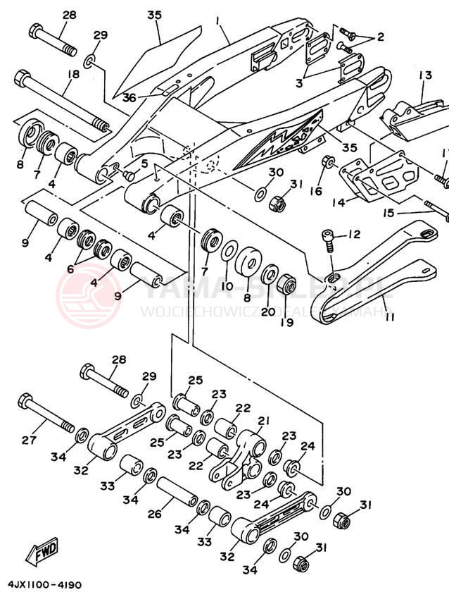 Schemat "wahacz" do Yamaha YZ125F1