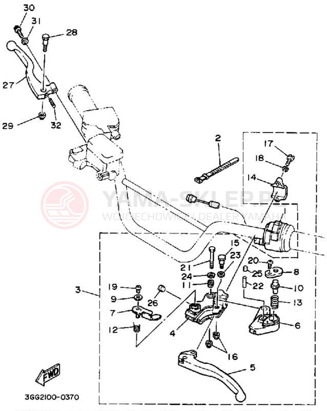 Schemat "Kierownica i osprzęt" do Yamaha BANSHEE YFZ350A