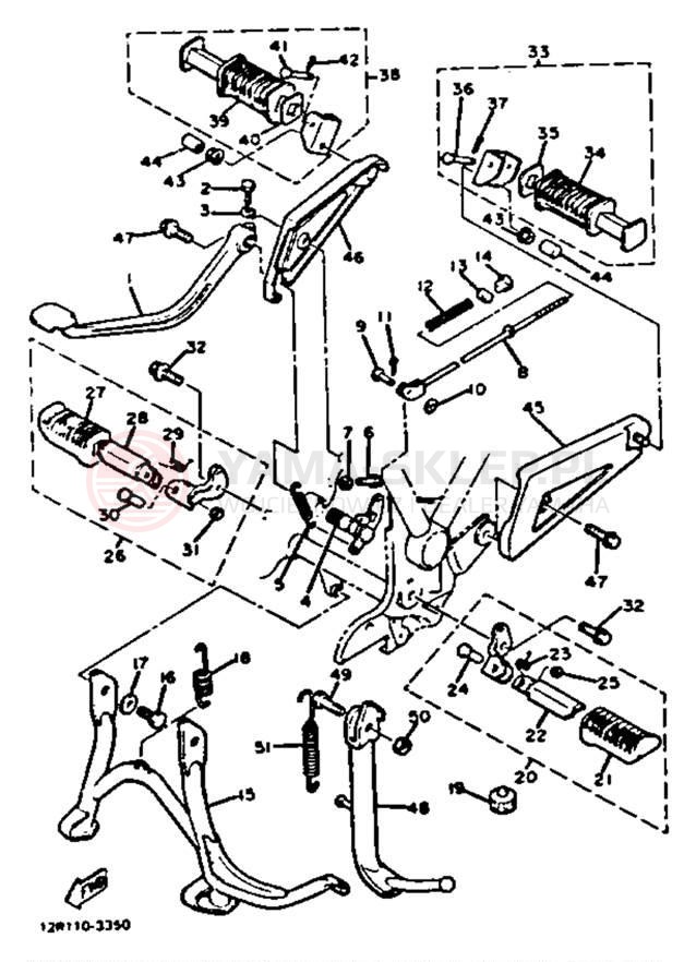 Schemat "Stopka postojowa i podnóżki" do Yamaha XS400K