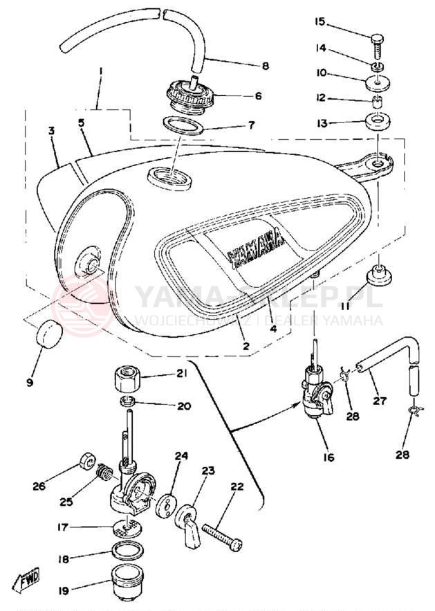 Schemat "zbiornik paliwa" do Yamaha DT100D