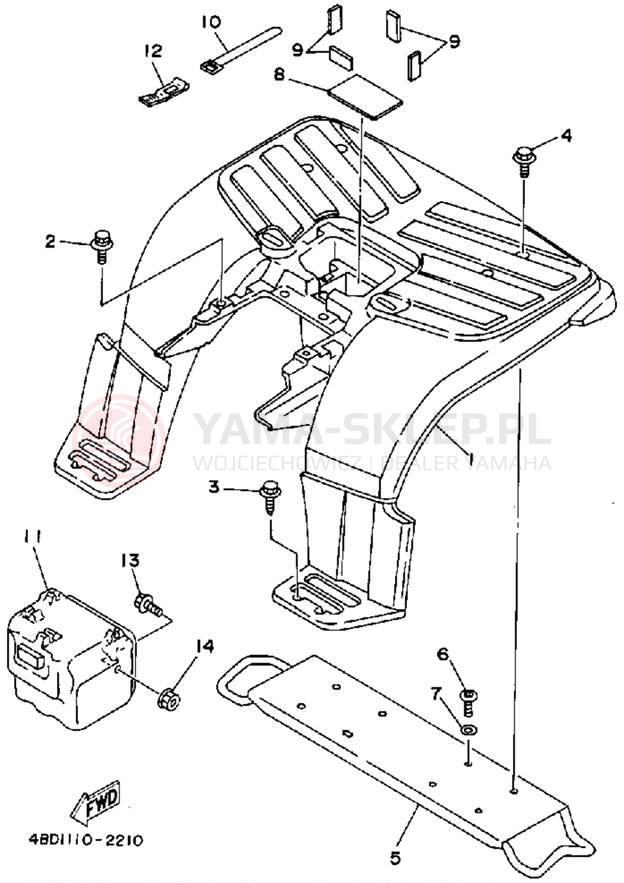 Schemat "Tylny błotnik" do Yamaha TIMBERWOLF 2WD YFB250D_MN