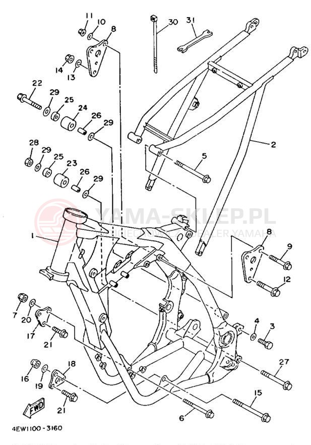 Schemat "rama" do Yamaha YZ250E1