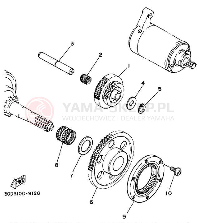 Schemat "rozrusznik" do Yamaha MOTO-4 YFM350ERD