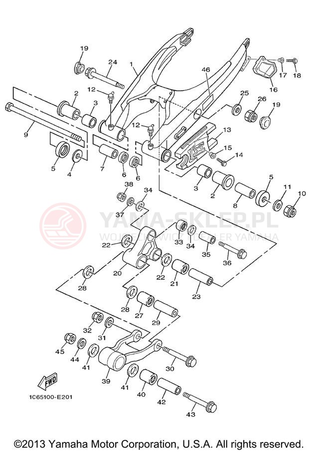 Schemat "wahacz" do Yamaha TT-R230 TTR230V