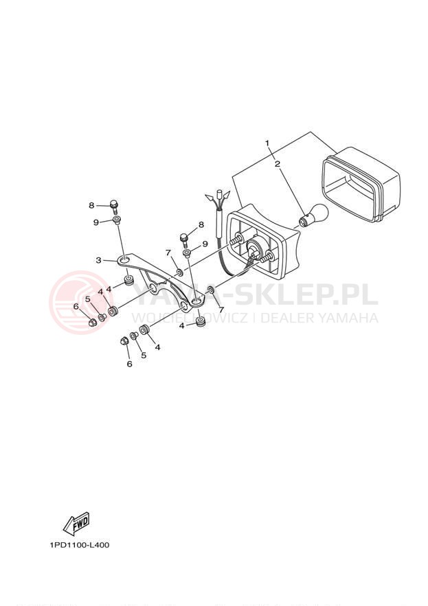 Schemat "lampa tył" do Yamaha YFZ450 YFZ45DB/YFZ45DW