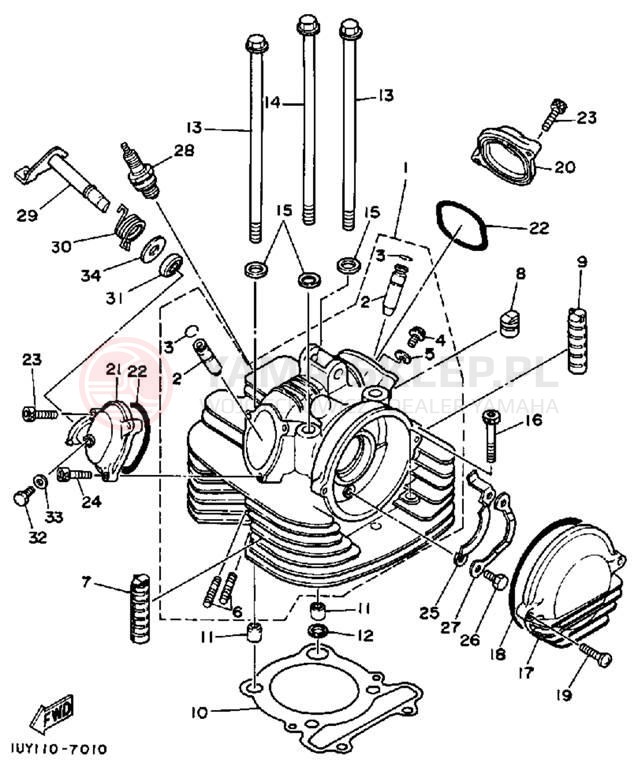 Schemat "głowica" do Yamaha MOTO-4 YFM350ERU