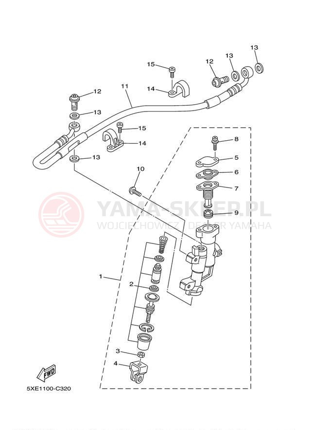 Schemat "Pompa hamulcowa tył" do Yamaha YZ250 YZ250S1