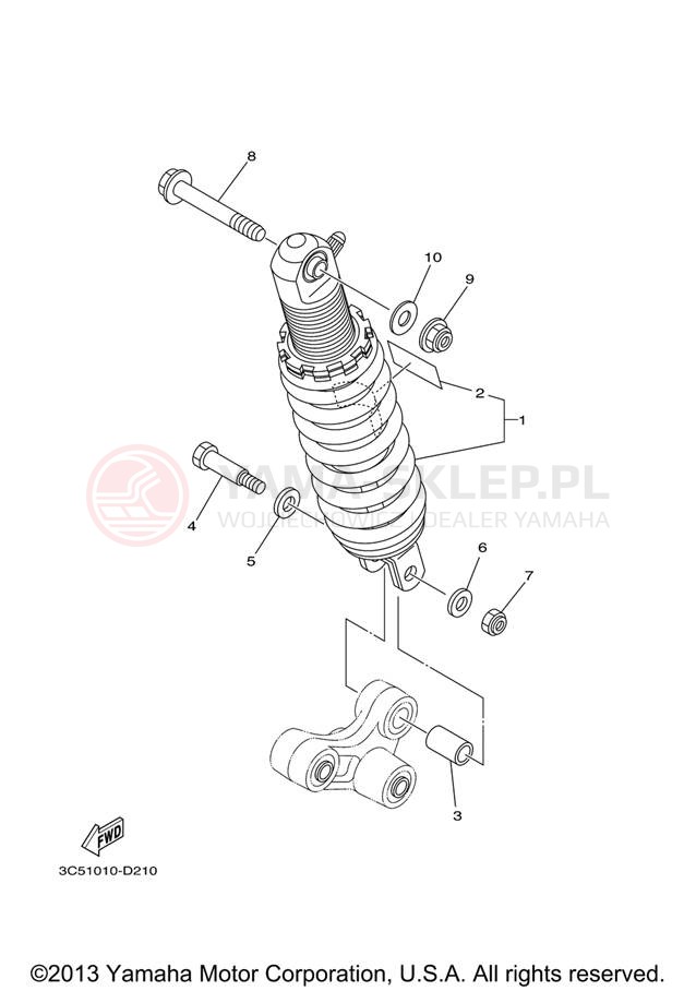Schemat "zawieszenie tył" do Yamaha XT250 XT250X/XT250XC