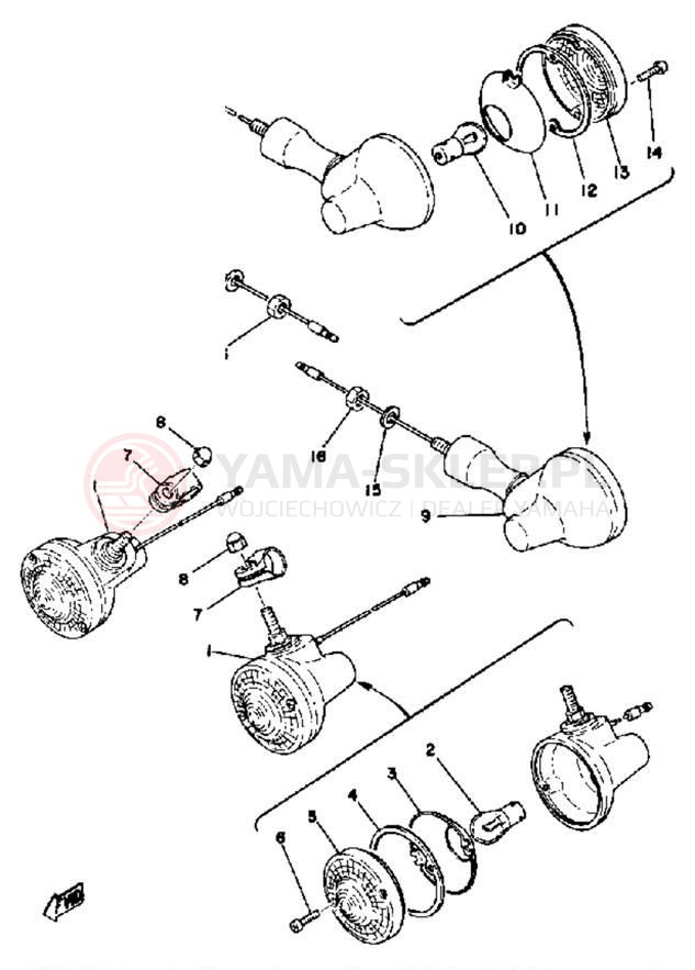 Schemat "kierunkowskazy" do Yamaha DT175E