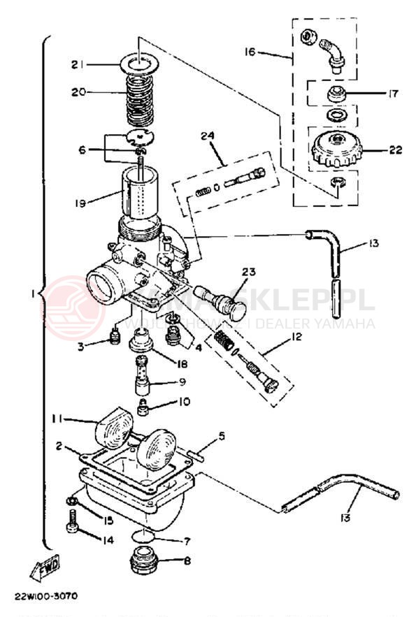 Schemat "Gaźnik" do Yamaha YZ80 YZ80K
