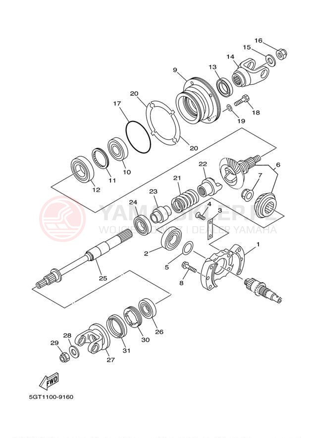 Schemat "Przeniesienie napędu" do Yamaha GRIZZLY YFM600FM/YFM600FMC