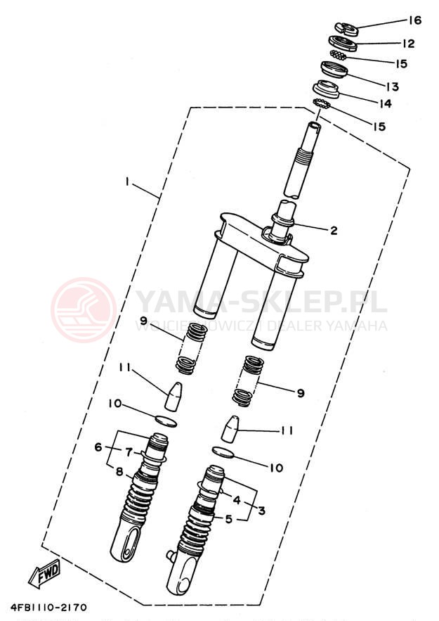 Schemat "Amortyzatory przód" do Yamaha JOG CY50L
