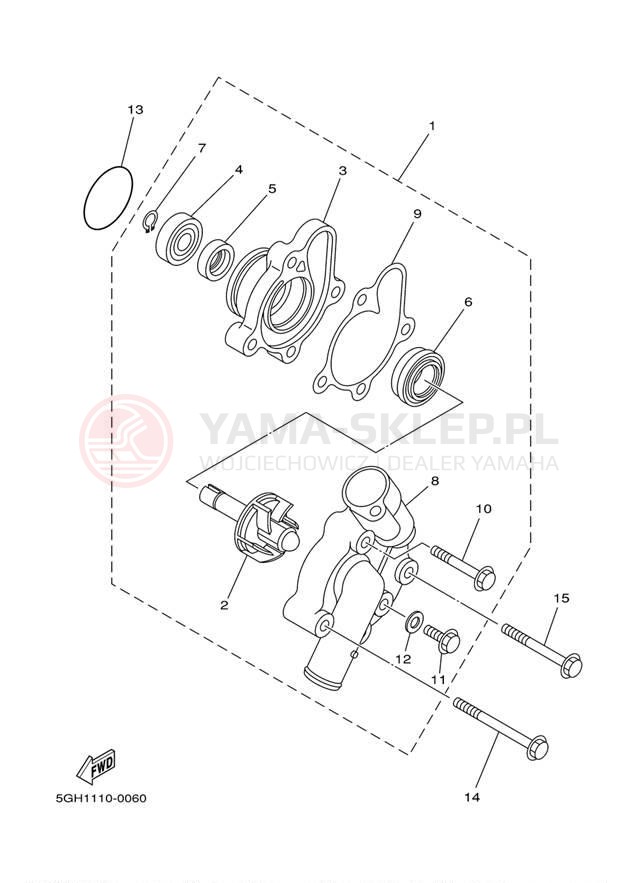 Schemat "Pompa wody" do Yamaha KODIAK 2WD YFM400AN