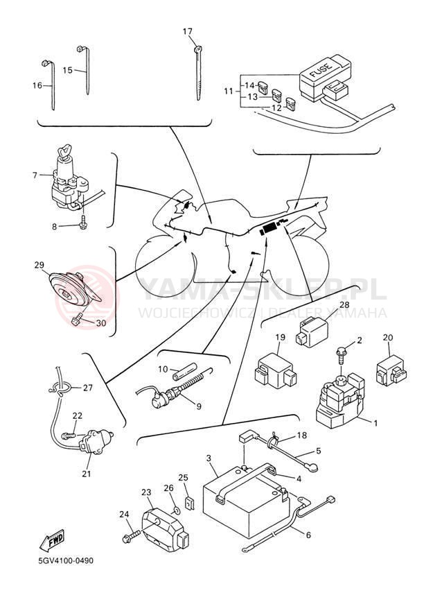 Schemat "układ elektryczny" do Yamaha R6 YZFR6M/YZFR6MC