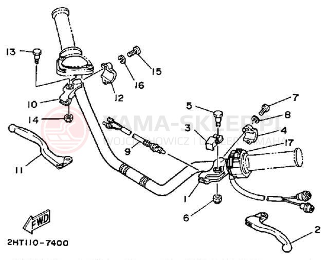 Schemat "Kierownica i osprzęt" do Yamaha MOTO-4 YFM225T