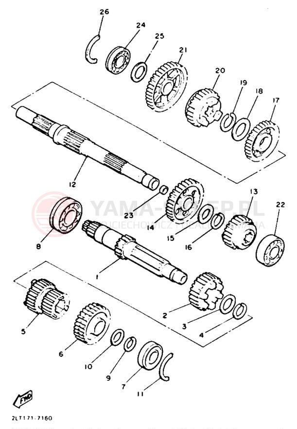 Schemat "Skrzynia biegów " do Yamaha V-MAX 1200 VMX12B/VMX12BC