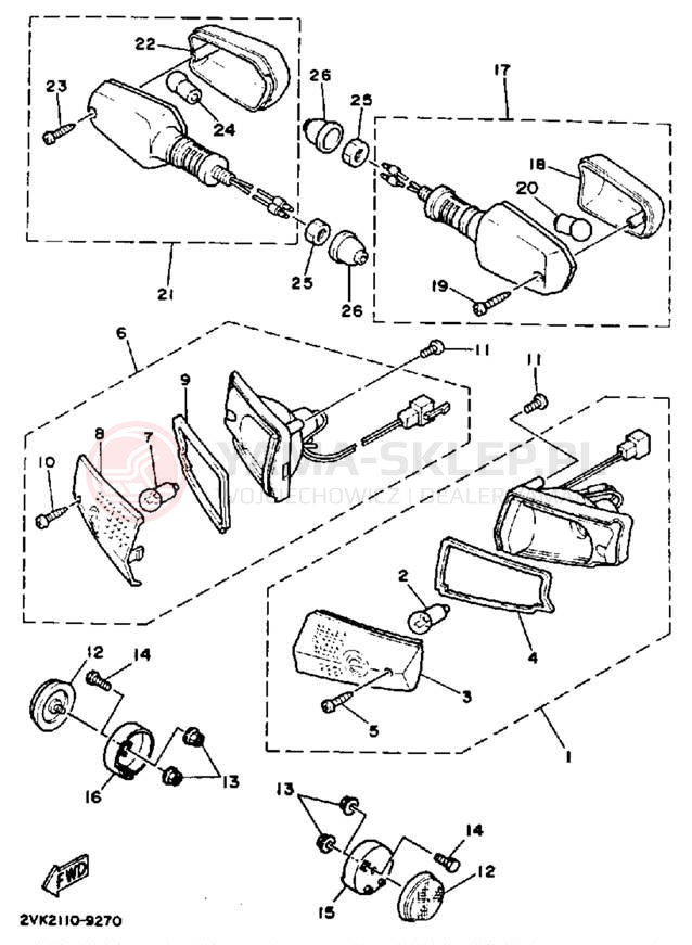 Schemat "kierunkowskazy" do Yamaha JOG CG50B