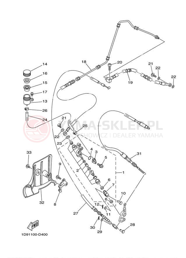 Schemat "Pompa hamulcowa tył" do Yamaha GRIZZLY 400 YFM4FGW
