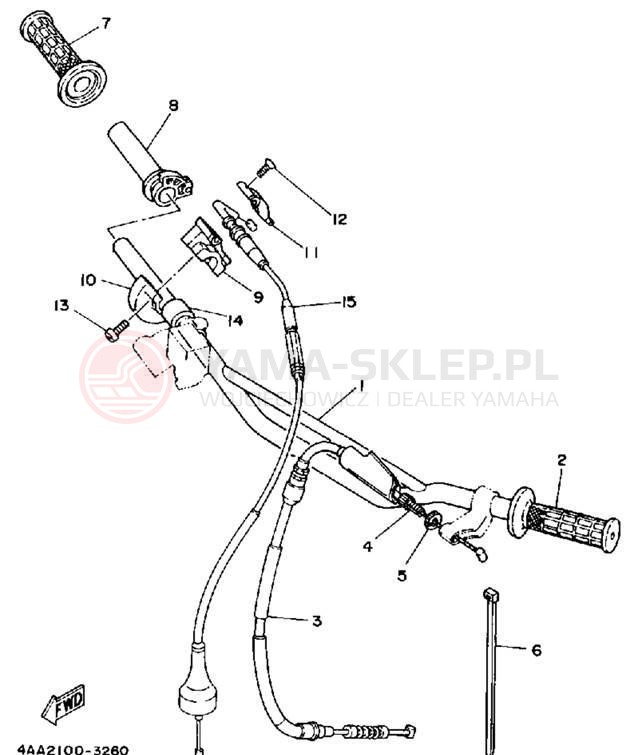 Schemat "Kierownica i osprzęt" do Yamaha WR500ZE