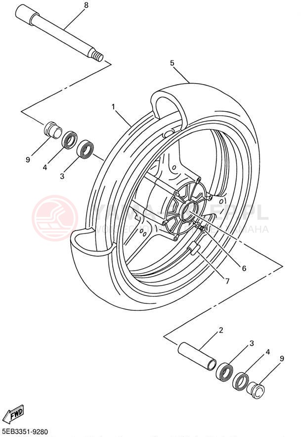 Schemat "Koło przód" do Yamaha YZFR6 YZFR6NC/YZFR6N