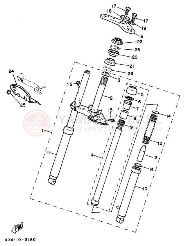 Schemat "Amortyzatory przód" do Yamaha Y-ZINGER PW50N