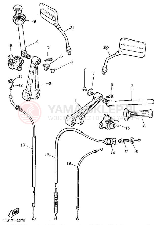 Schemat "Kierownica i osprzęt" do Yamaha XZ550RJ