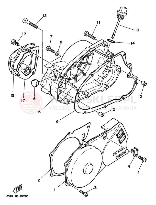 Schemat "Pokrywa silnika" do Yamaha RT180J
