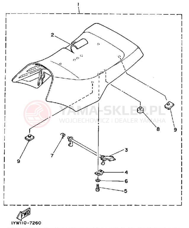 Schemat "siedzenie" do Yamaha MOTO-4 YFM350ERW