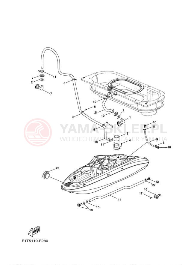 Schemat "DECK DRAIN FITTINGS" do Yamaha AR210 FRT1100AJ