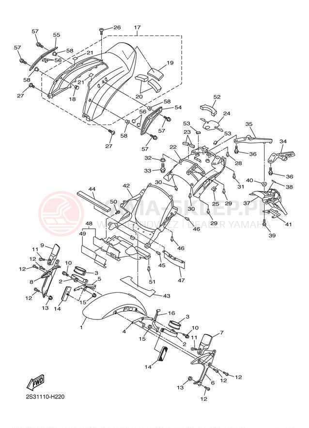 Schemat "błotnik" do Yamaha V MAX VMX17YB/VMX17YCB