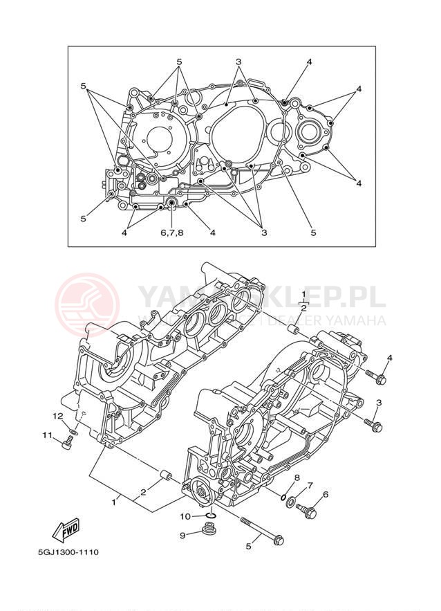 Schemat "Obudowa silnika" do Yamaha T MAX XP500YY