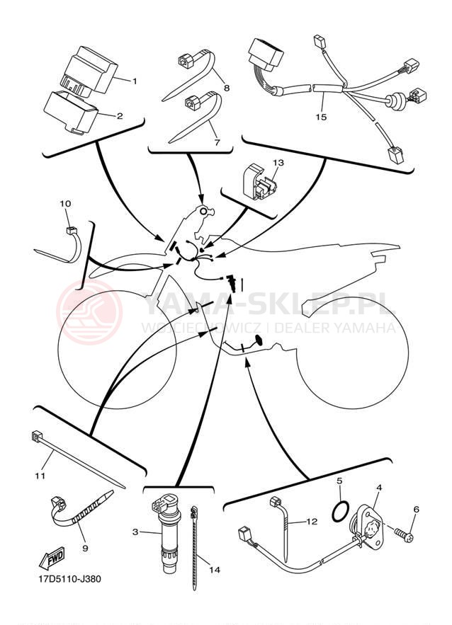 Schemat "układ elektryczny" do Yamaha YZ250F YZ250FZL/YZ250FZW