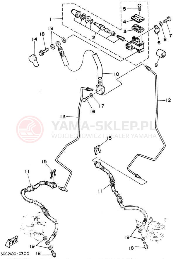 Schemat "Pompa hamulcowa przednia" do Yamaha BANSHEE YFZ350F