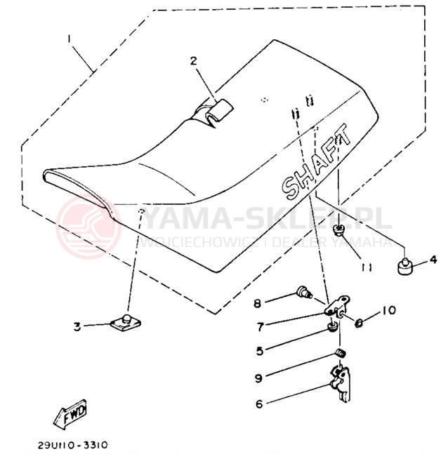 Schemat "siedzenie" do Yamaha YTM225DXL
