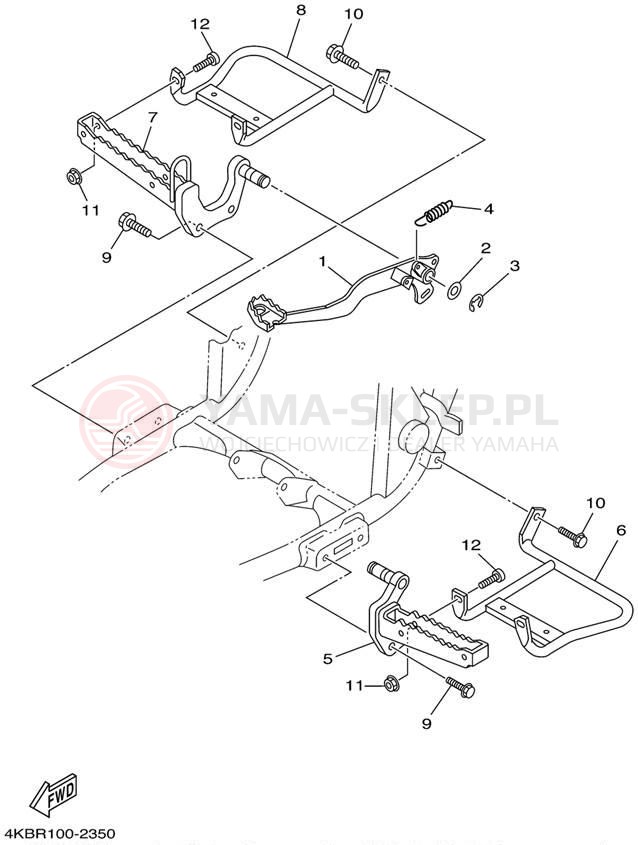 Schemat "Stopka postojowa i podnóżki" do Yamaha WOLVERINE YFM350FXP