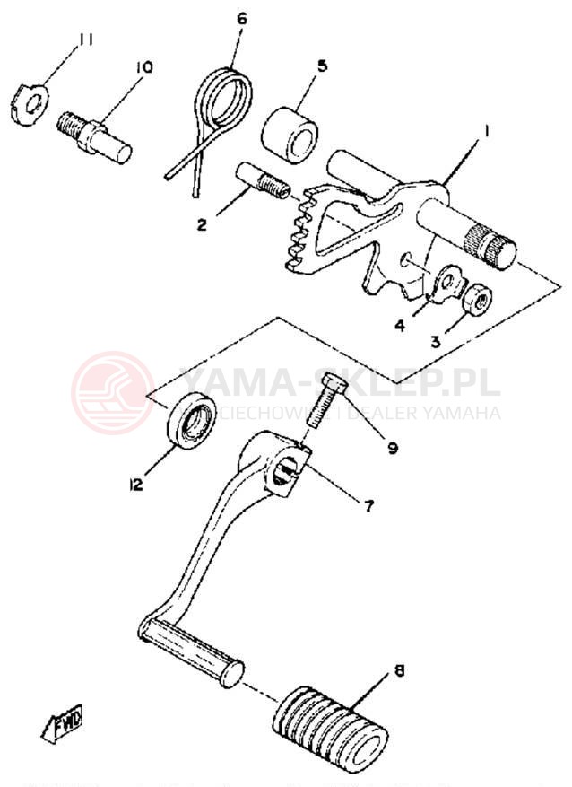 Schemat "Dźwignia zmiany biegów, wałek" do Yamaha XS1100H