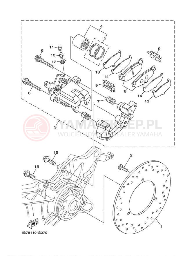 Schemat "Zacisk hamulcowy tylny" do Yamaha MORPHOUS CP250XL