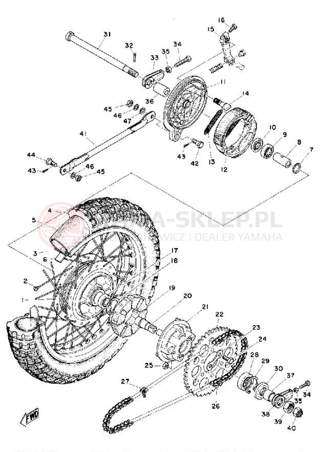 Schemat "Koło tył" do Yamaha MX100A