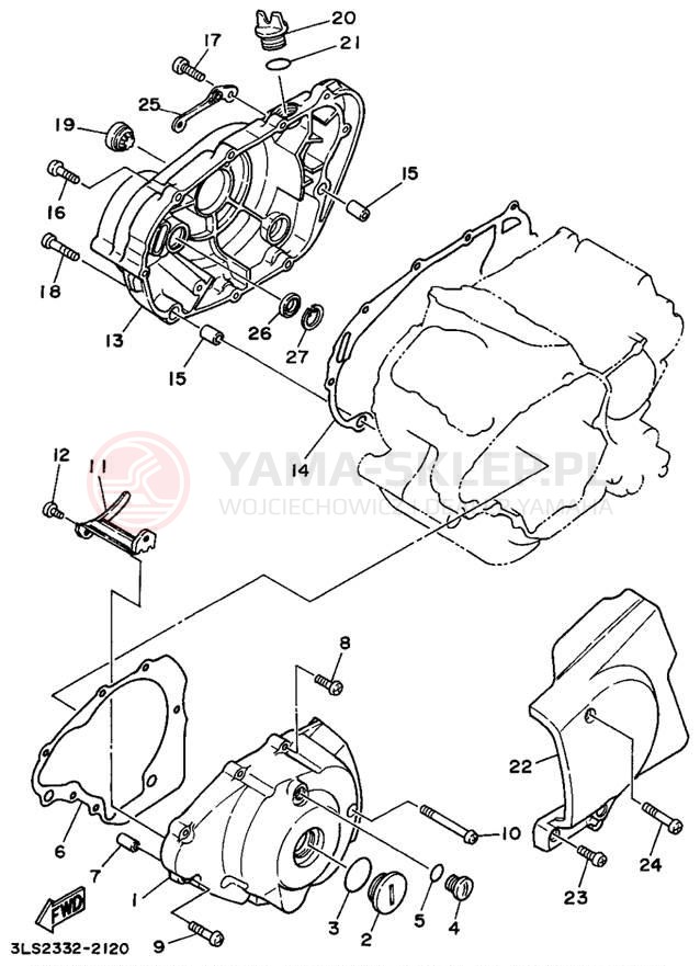 Schemat "Pokrywa silnika" do Yamaha VIRAGO 250 XV250G/XV250GC