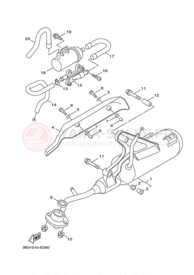 Schemat "Wydech końcowy" do Yamaha C3 XF50XR/XF50XW/XF50XL