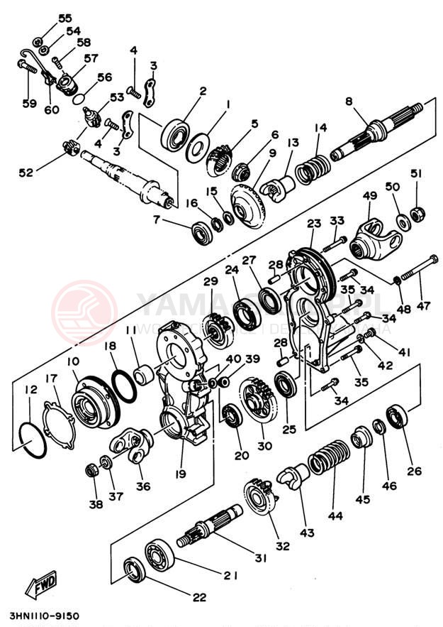 Schemat "Przeniesienie napędu" do Yamaha BIG BEAR 4WD YFM350FWF