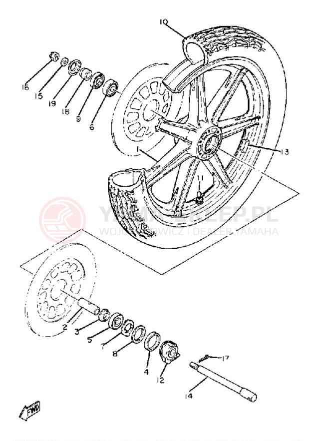 Schemat "Koło przód" do Yamaha XS850LG