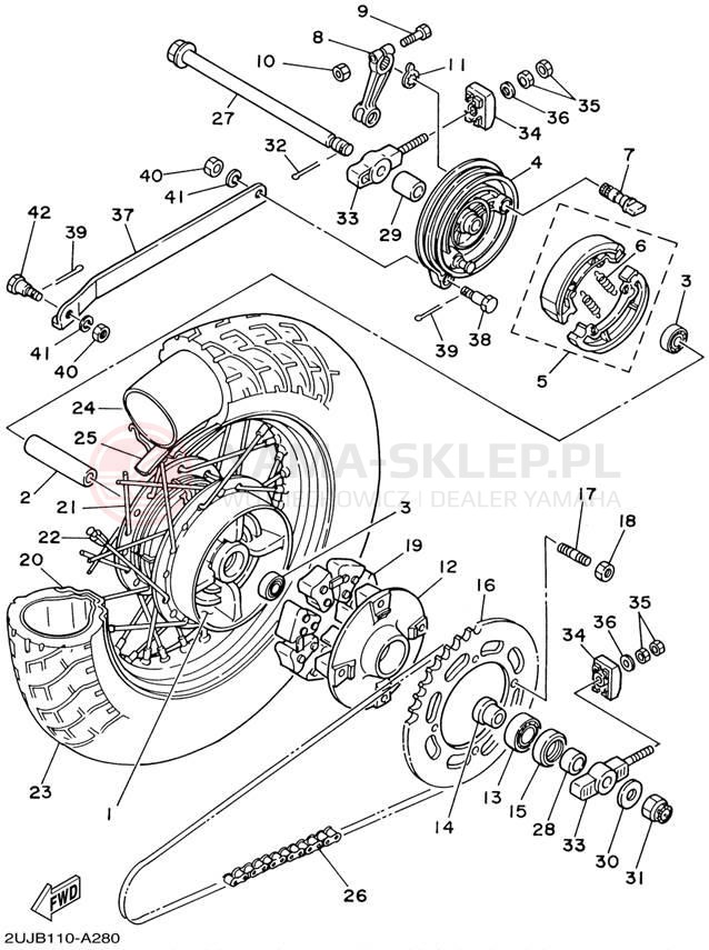 Schemat "Koło tył" do Yamaha VIRAGO 250 XV250P/XV250PC