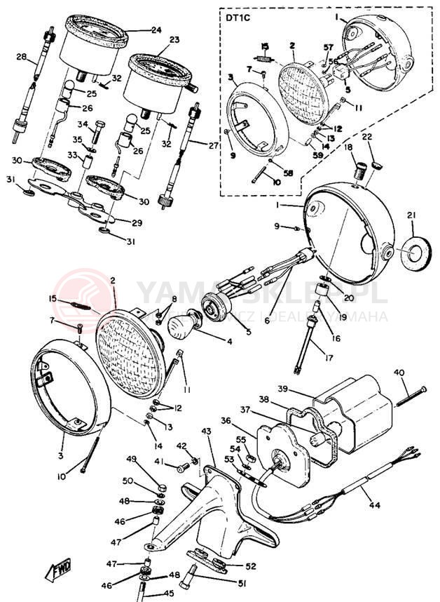 Schemat "Lampa przód i licznik" do Yamaha DT1CMX/DT1C