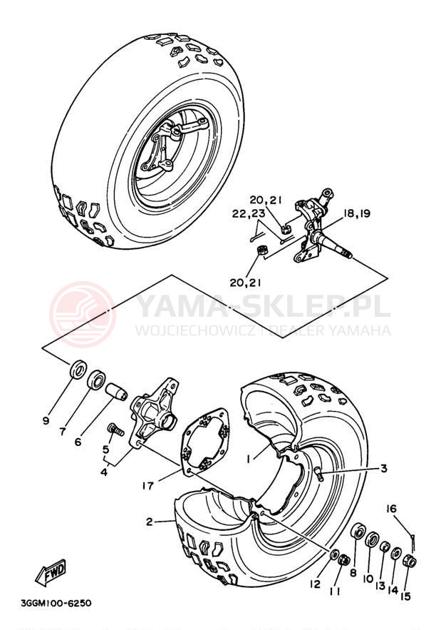 Schemat "Koło przód" do Yamaha BANSHEE YFZ350K
