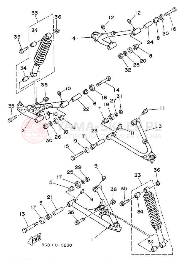 Schemat "Koło przód" do Yamaha WARRIOR YFM350XD