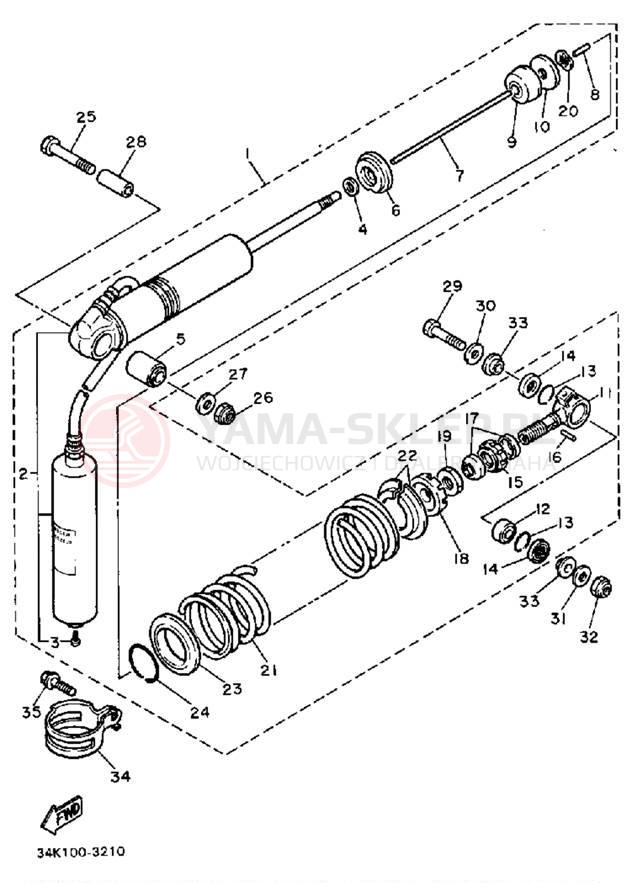 Schemat "zawieszenie tył" do Yamaha TT600L