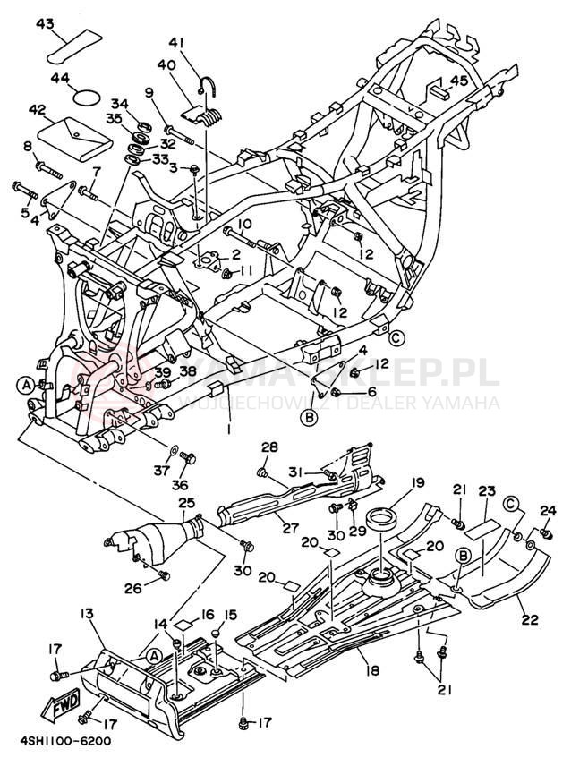 Schemat "rama" do Yamaha KODIAK 4WD YFM400FWH