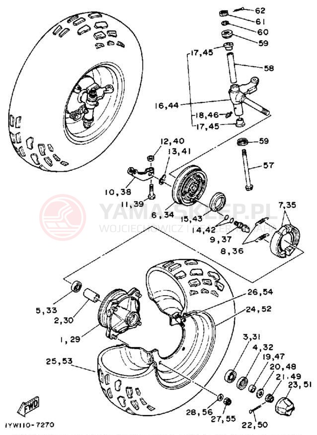 Schemat "Koło przód" do Yamaha MOTO-4 YFM350ERT