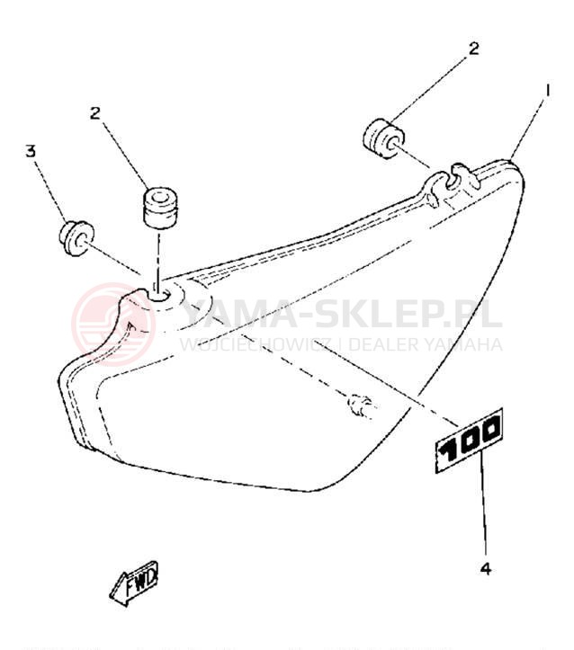 Schemat "Pokrywa boczna" do Yamaha MX100G